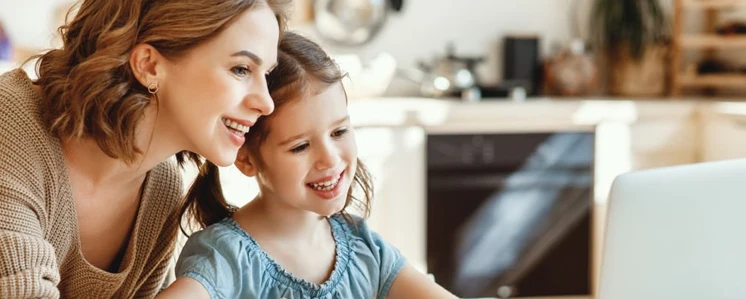 Mom and Daughter using-computer