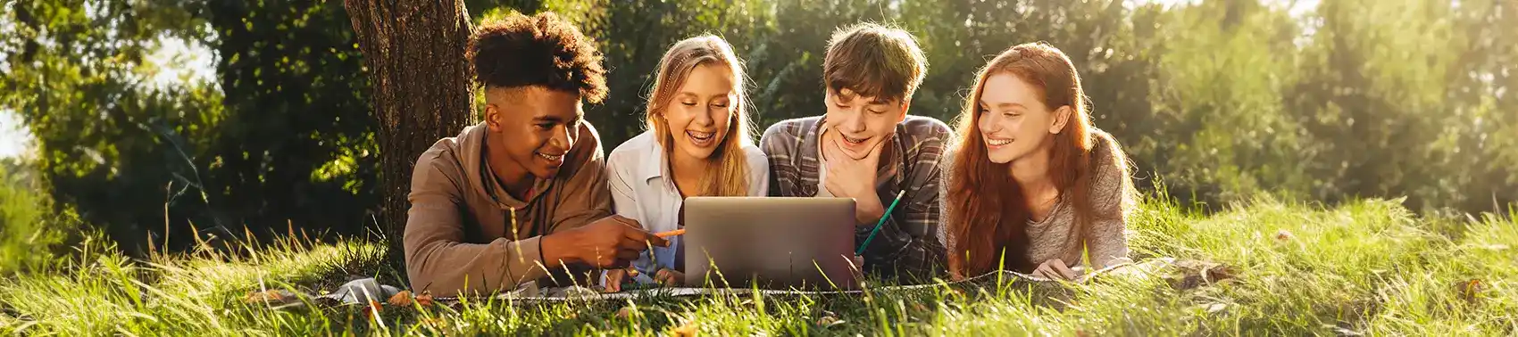 teens studying outdoors